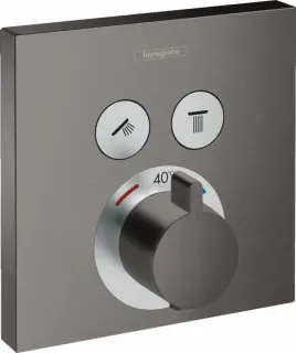 Baterie dus Hansgrohe ShowerSelect termostatata cu 2 functii, negru periat