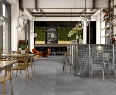 Gresie portelanata Sintesi Italia, Ambienti Antracite Rectificata 80,2x80,2 cm