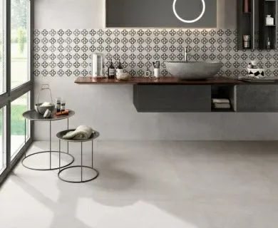 Gresie portelanata Sintesi Italia, Flow White 20x20 cm