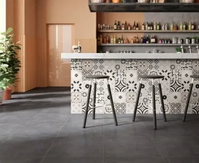 Gresie portelanata Sintesi Italia, Flow Black 60,4x60,4 cm