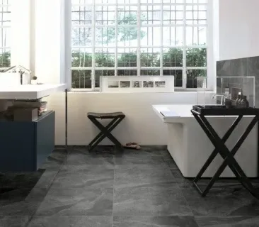 Gresie portelanata Sintesi, Tracks Dark rectificata 60x20 cm