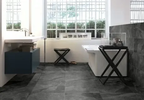 Gresie portelanata Sintesi, Tracks Dark rectificata 60x30 cm