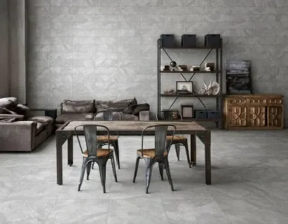 Gresie portelanata Sintesi, Tracks Grey rectificata 60x30 cm