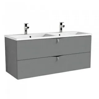 Set PROMO baza lavoar Oristo Siena gri mat si lavoar Amelia 120x45xH55 cm doua cuve