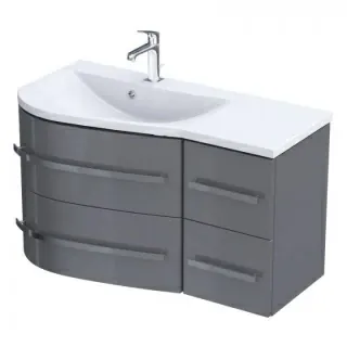 Set PROMO baza lavoar Oristo Opal si lavoar Opal stanga gri lucios 90x45H50 cm