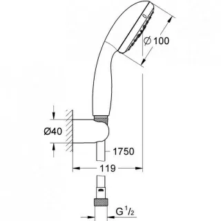 Set dus cu suport fix si 3 jeturi Grohe New Tempesta 100