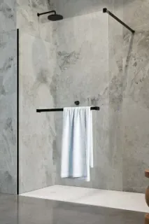 Cabina dus Walk-In Radaway Modo New II Black cu suport prosop 115xH200 cm