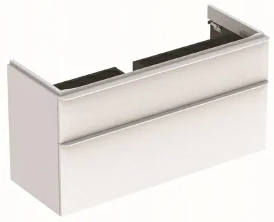 Baza lavoar Geberit Smyle Square 120 x 48 cm cu doua sertare, culoare alb lucios