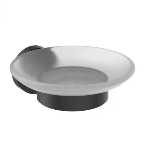 Savoniera din sticla alba Ideal Standard IOM cu suport negru mat