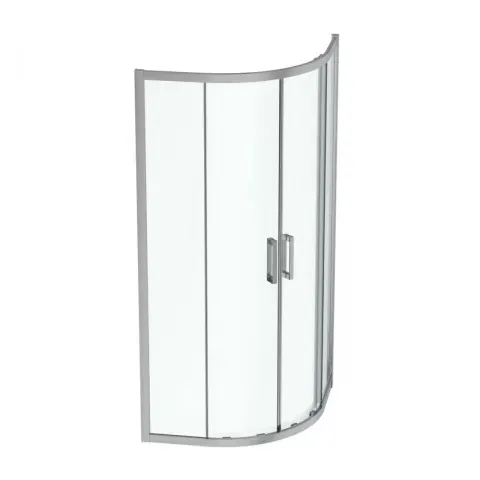 Cabina de dus semirotunda Ideal Standard Connect 2 90x90 cm cu usi culisante si profil argintiu