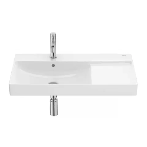 Lavoar suspendat Roca Ona 80x46 cm Fineceramic alb lucios Supraglaze cu polita dreapta
