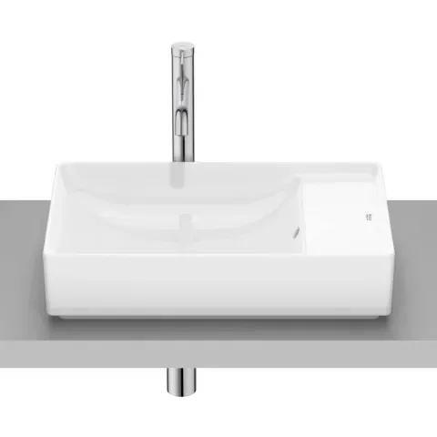 Lavoar pe blat Roca Ona 55x34.5 cm Fineceramic alb lucios cu polita dreapta