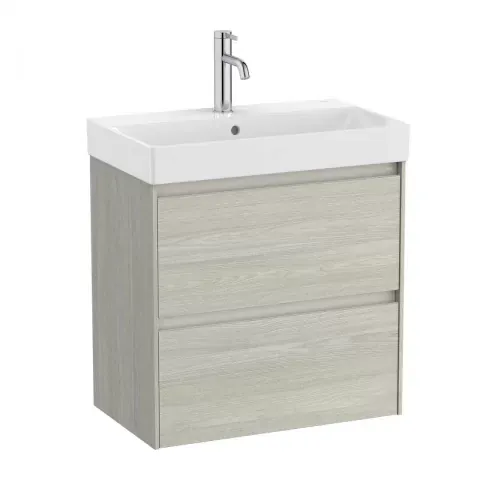 Set PROMO mobilier baza si lavoar Roca Ona Unik 2 sertare 60x36 cm stejar deschis
