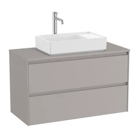 Baza lavoar suspendat Roca Ona 2 sertare 99.4x45.7 cm gri mat