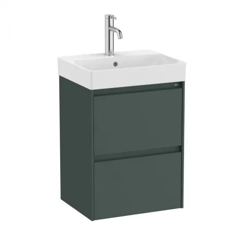 Set PROMO mobilier baza si lavoar Roca Ona Unik 2 sertare 45x36 cm verde mat