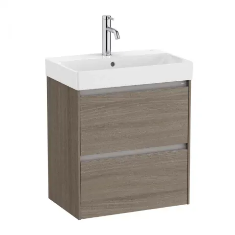 Set PROMO mobilier baza si lavoar Roca Ona Unik 2 sertare 55x36 cm ulm inchis
