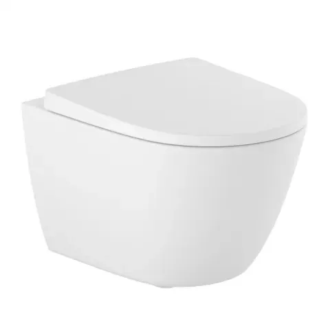Vas WC suspendat Roca Ona compact rimless alb mat 48x36 cm