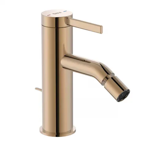 Baterie bideu Roca Ona cu ventil pop-up rose-gold lucios