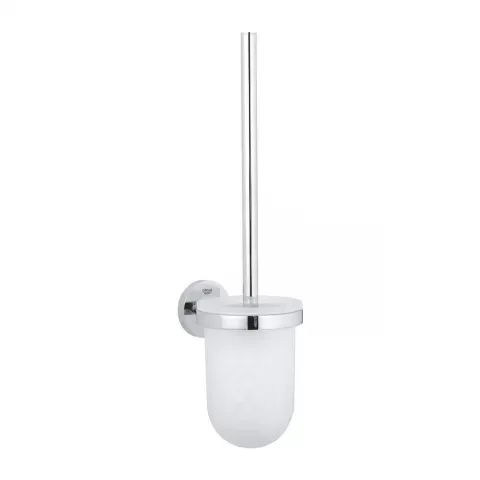 Perie WC din sticla mata Grohe Essentials cu suport crom lucios