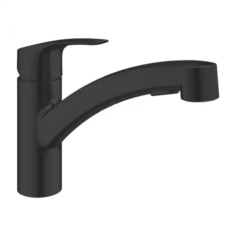Baterie bucatarie cu dus extractibil Grohe Eurosmart negru mat