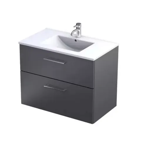 Baza lavoar suspendat Oristo Nova 79.8x45.5x62 cm cu 2 sertare grafit finisaj mat