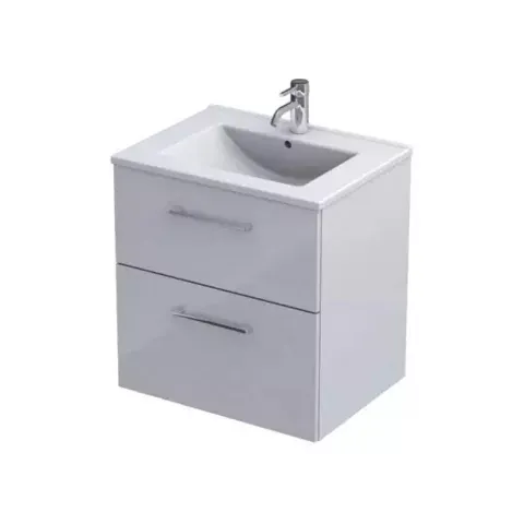 Baza lavoar suspendat Oristo Nova 59.8x45.5x62 cm cu 2 sertare alb finisaj lucios
