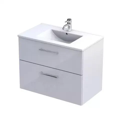 Baza lavoar suspendat Oristo Nova 79.8x45.5x62 cm cu 2 sertare alb finisaj lucios