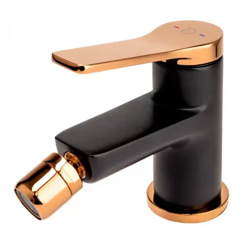 Baterie bideu FDesign Seppia negru mat-rose gold monocomanda