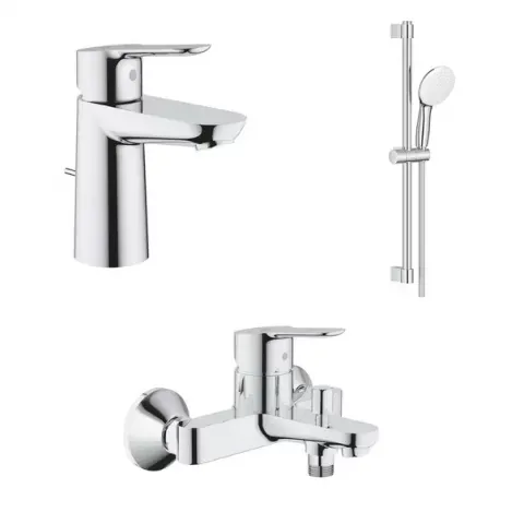 Set PROMO Grohe Bau Edge, baterie cada si dus, baterie lavoar si set dus