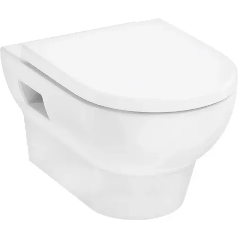 Vas wc Hansgrohe GladeLake S cu capac soft-close suspendat fără margine alb lucios