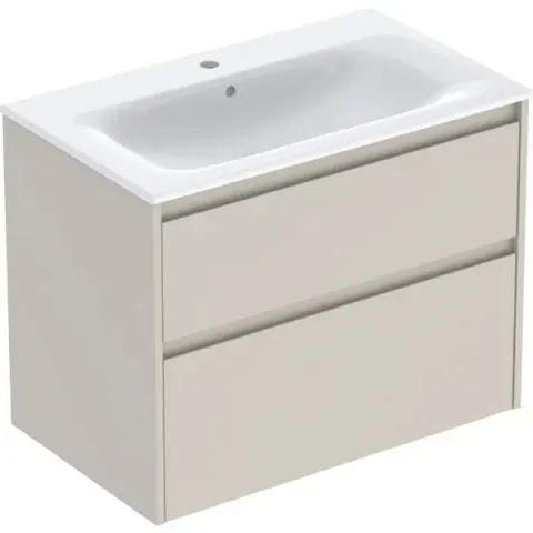 Set lavoar si mobilier Geberit Selnova Square cu doua sertare, 80x48x62 cm, gri nisip mat