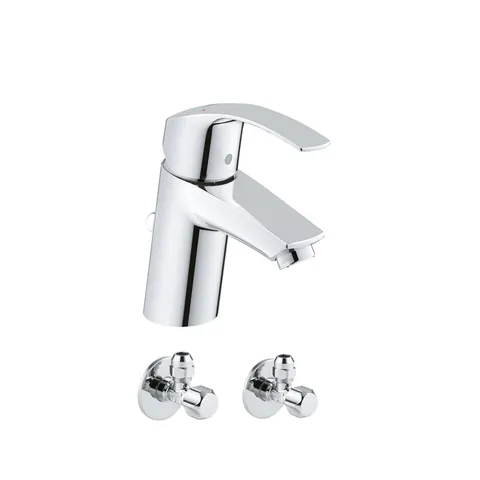 Pachet complet baterie lavoar Grohe Eurosmart S(33265002), + 2 robineti coltar izolare (22018000)