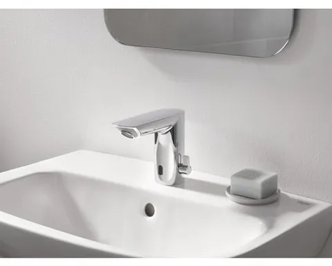 Baterie lavoar senzor Grohe Bau Cosmo E, cu mixare, crom, furtune flexibile,alimentare priza-36453000