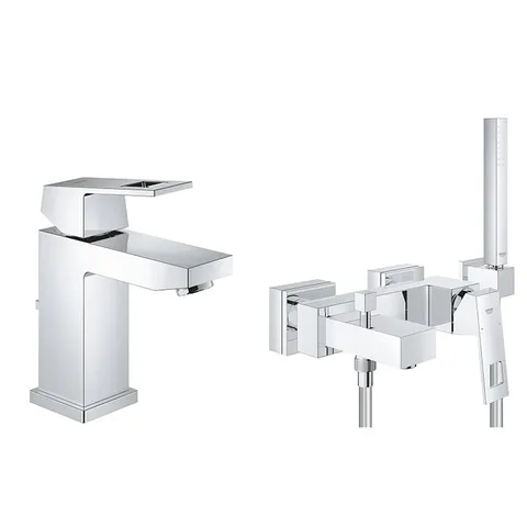 Set complet baterii baie Grohe Eurocube,baterie lavoar marimea S,baterie cada set de dus inclus - (23141000 ) ,( 2312700e )