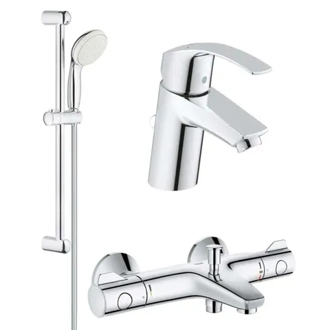 Pachet baterii baie cada,termostat Grohe Grohtherm 800 set dus +baterie lavoar Eurosmart marimea S(33265002,34567000,27853003. )