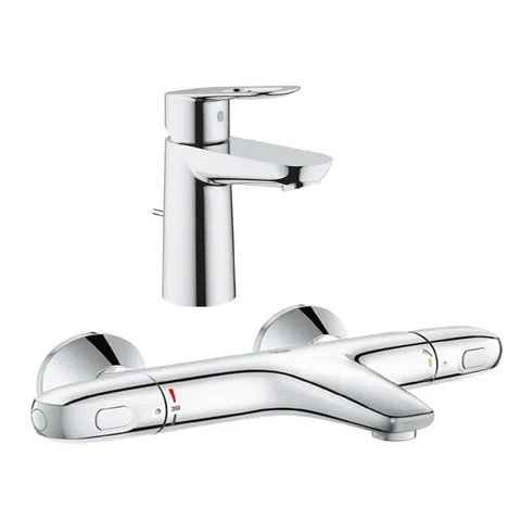 Pachet: Baterie Grohe cada/dus termostat Grohtherm 1000-34155003 + Baterie baie lavoar Grohe Bauloop cod-23335000