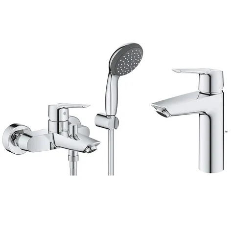Pachet baterii baie Grohe Start, marimea M, set dus inclus, suport perete, crom-( 23413002 , 23455002 )