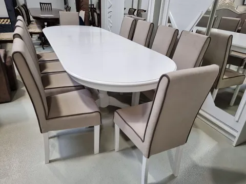 SET GLAM 12, MASA EXTENSIBILA 160x280 cm+ 10 SCAUNE PERSONALIZABIL PE CULORI