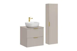 Set Mobilier baie, din mdf, 4 piese, 60 cm, Adel bej