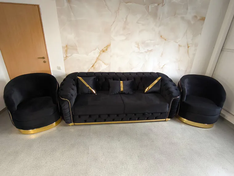 SET ALITA NEGRU CANAPEA EXTENSIBILA+2 FOTOLII