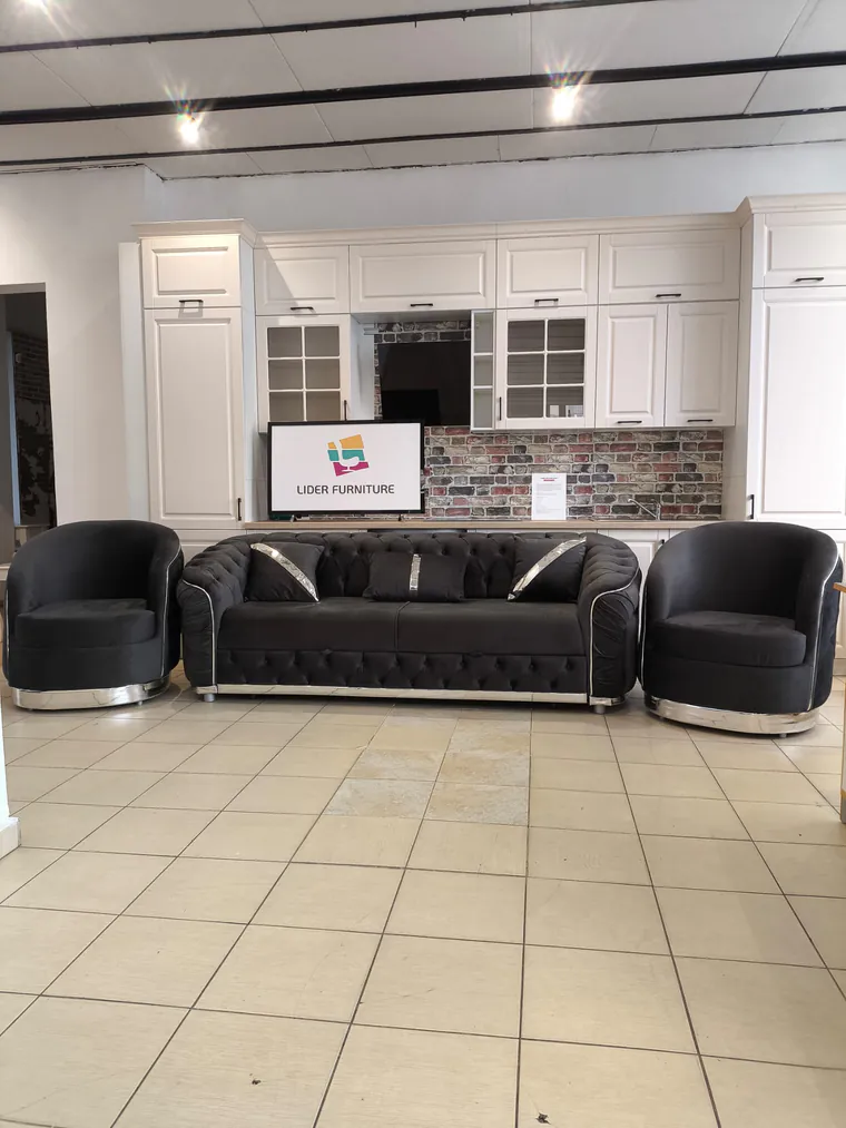 SET ALITA GRI INCHIS CU ARGINTIU CANAPEA EXTENSIBILA+2 FOTOLII