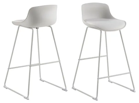 Scaun de bar Tina, Actona, 43x49x94 cm, piele ecologica/otel, alb