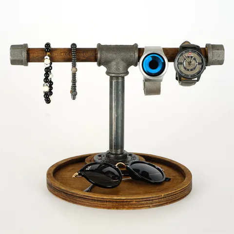 Suport pentru bijuterii, BORURAF272, 33x20x15 cm, Nuc / Argint