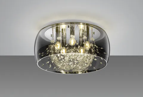 Plafoniera Crystel, TRIO, 50x23.5 cm, 28W, 5x E14, sticla, argintiu