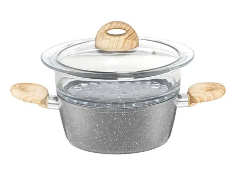 Oala pentru gatit la aburi Kenya, Ambition, invelis stone effect, 20 cm, aluminiu forjat