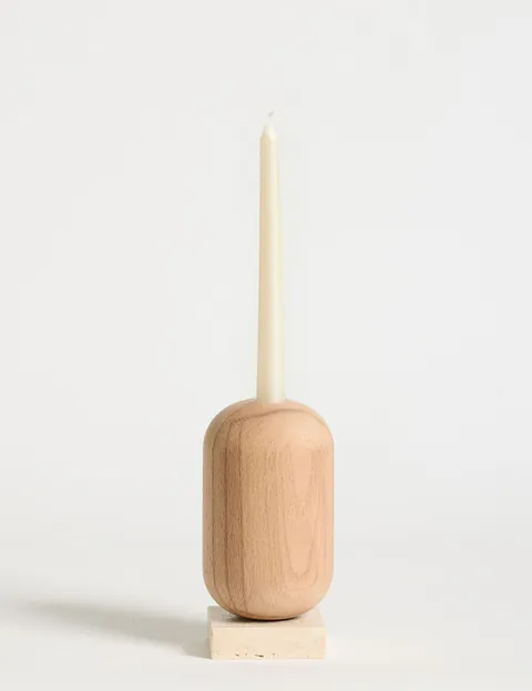 Suport lumanare, Vasio Small, 9x17.5x9 cm, Bej