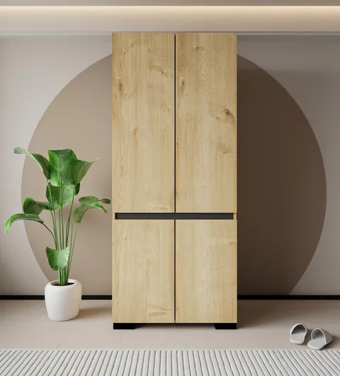 Dulap pentru haine, Hanah Home, Floransa 90, 90x210x52 cm, PAL, Stejar safir / Antracit