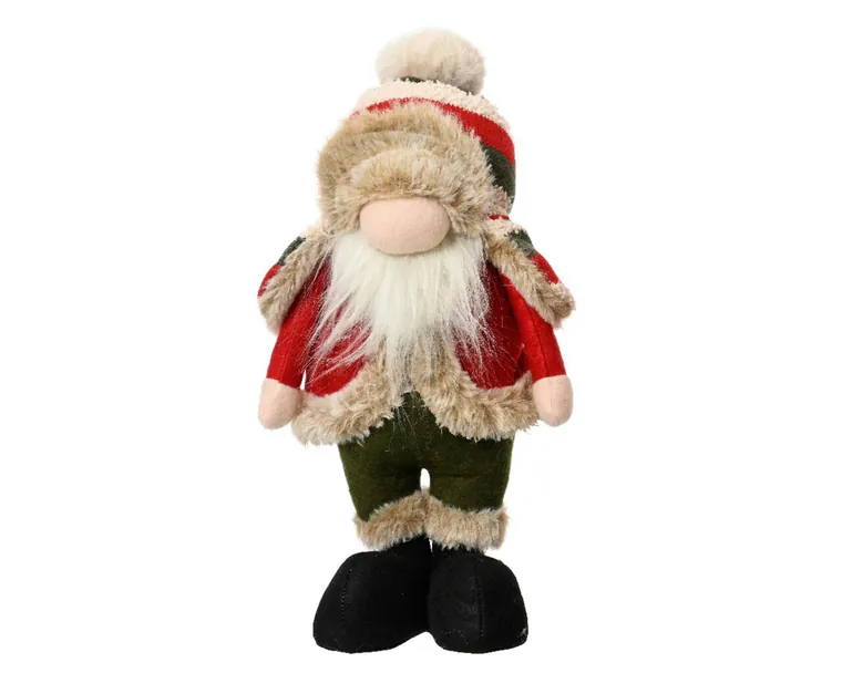 Decoratiune Gnome w hat w stripes, Decoris, 19x12x40 cm, poliester, multicolor