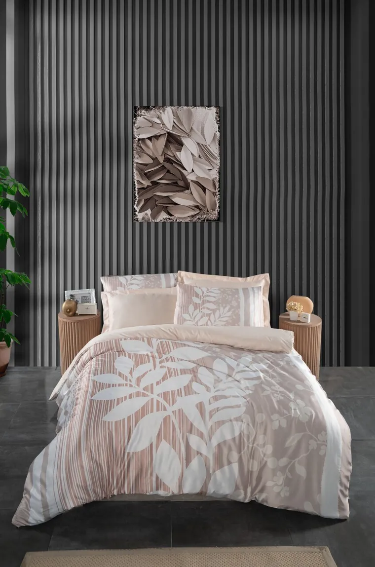 Lenjerie de pat dubla, L'essentiel Maison, 480, Crem/Alb