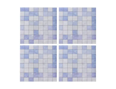 Autocolant decorativ Plaid, 15x15 cm, 8 piese, polipropilena, albastru